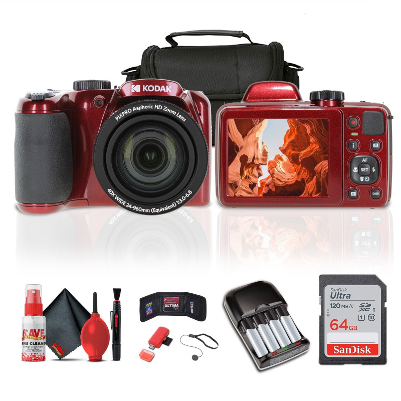 Kodak Pixpro AZ405 Digital Camera in Red (AZ405RD) Bundle from Accessories
