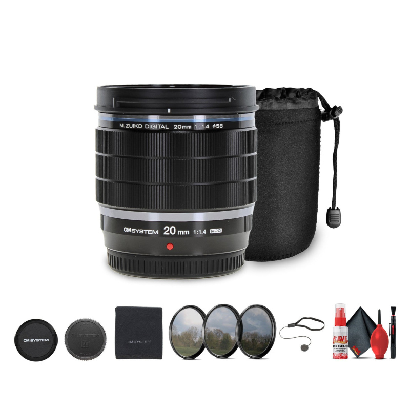 Olympus OM SYSTEM M.Zuiko Digital ED 20mm f/1.4 PRO Lens Bundle