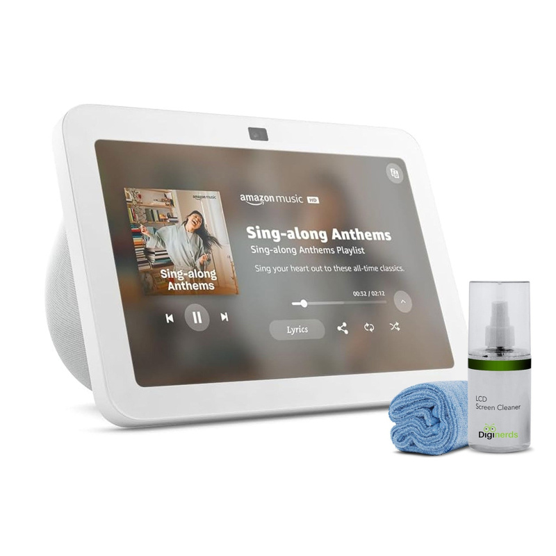 Echo Show 8 (3rd Generation) 8-inch Smart Display with Alexa - Glacier White + Screen Cleaning Kit