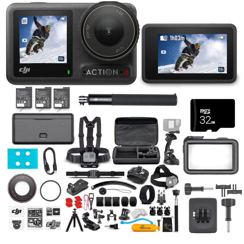 DJI Osmo Action 4 Camera Adventure Combo - WaterProof Action Camera With 50-In-1 Action Kit
