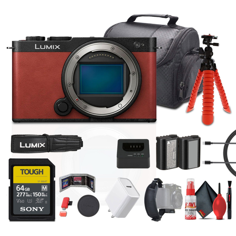Panasonic Lumix S9 Mirrorless Camera (Red) Bundle with Accessories