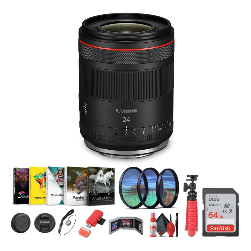 Canon RF 24mm f/1.4 L VCM Wide-Angle Lens (Canon RF) + Sling Backpack + More (International Model)