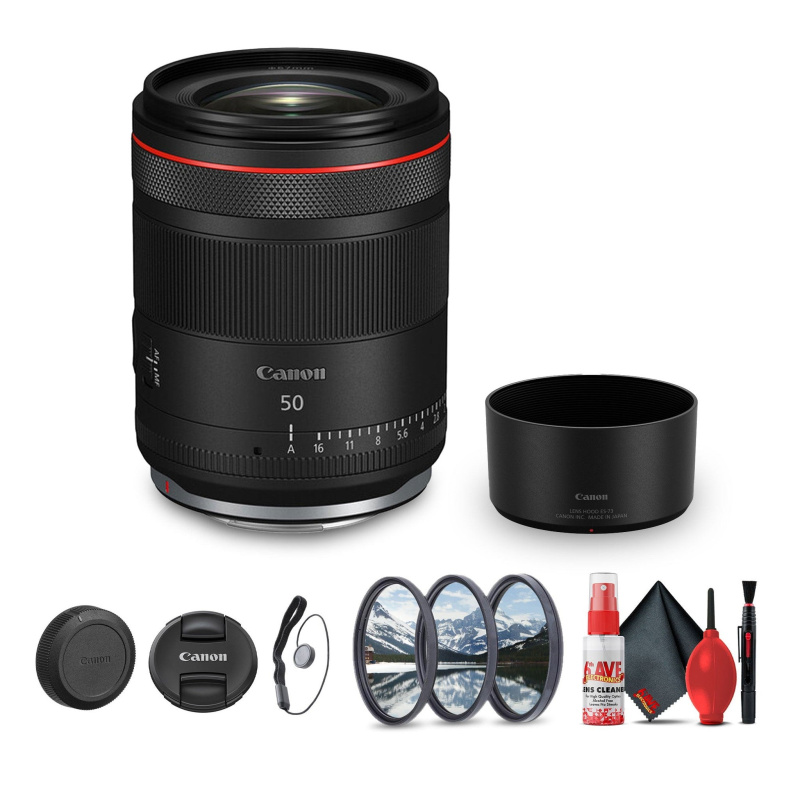 Canon RF 50mm f/1.4 L VCM Hybrid Lens (Canon RF) + Lens Filter Kit + Cleaning Kit + More (International Model)