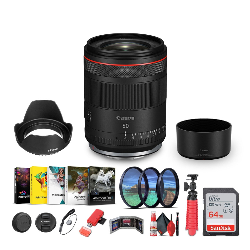 Canon RF 50mm f/1.4 L VCM Hybrid Lens (Canon RF) + Sling Backpack + More (International Model)