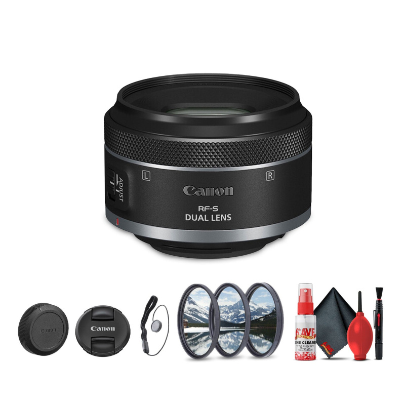 Canon RF-S 7.8mm f/4 STM Dual Lens (Canon RF) + Lens Filter Kit + Cleaning Kit + More (International Model)