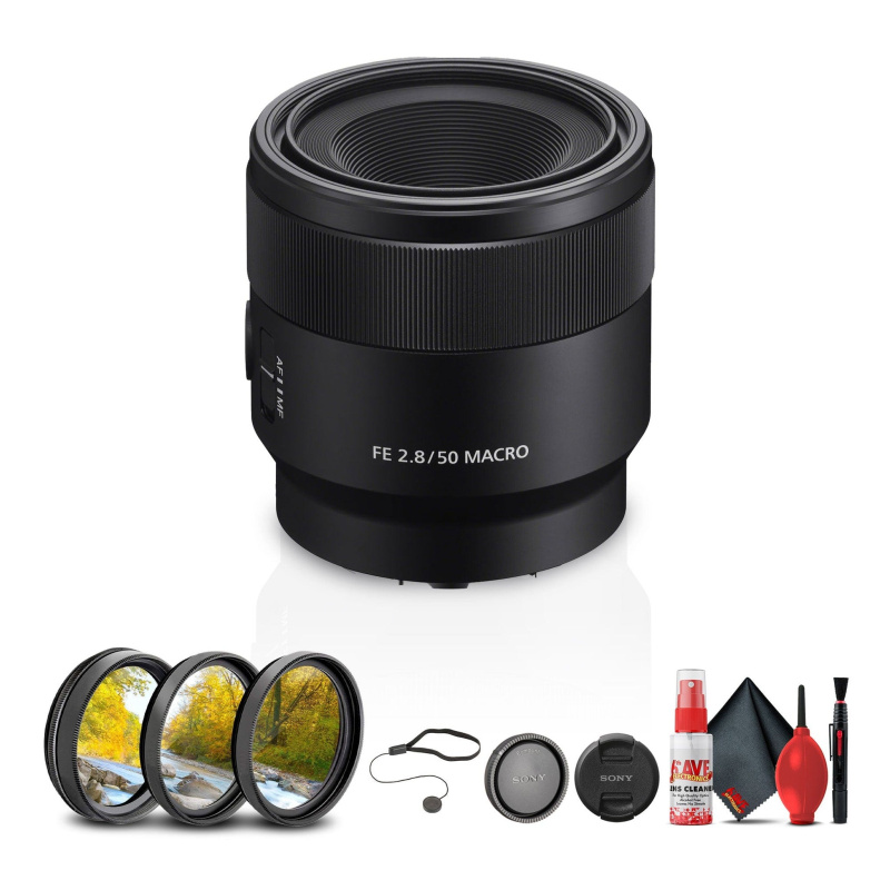 Sony FE 50mm f/2.8 Macro Lens + Cleaning Kit + Lens Filter Kit + Lens Cap