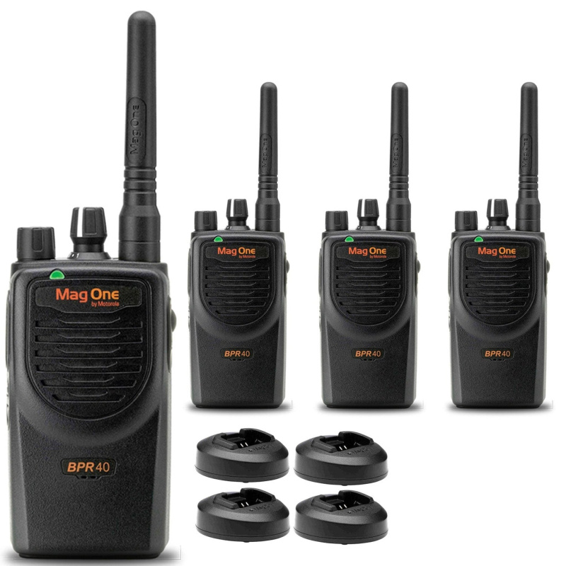 4 x Motorola BPR40 Mag One Series 4W 8-Channel UHF Two-Way Radio - Bundle