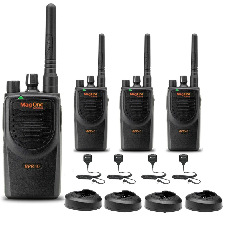 4 x Motorola BPR40 Mag One Series 4W 8-Channel UHF Two-Way Radio - Bundle