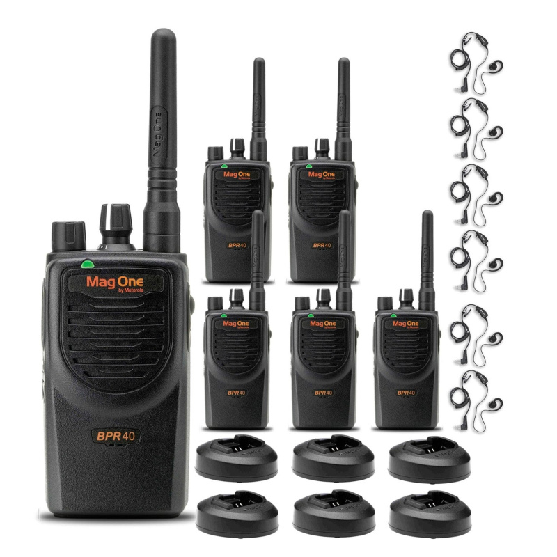 6 x Motorola BPR40 Mag One Series 4W 8-Channel UHF Two-Way Radio - Bundle