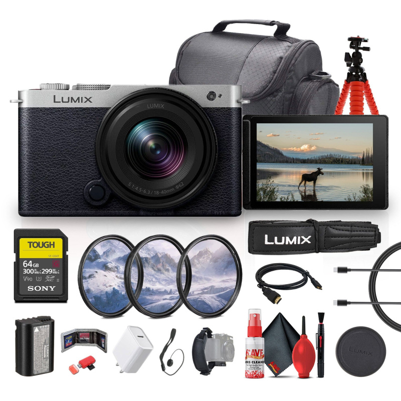 Panasonic Lumix S9 Mirrorless Camera with 18-40mm f/4.5-6.3 Lens (Silver) + More