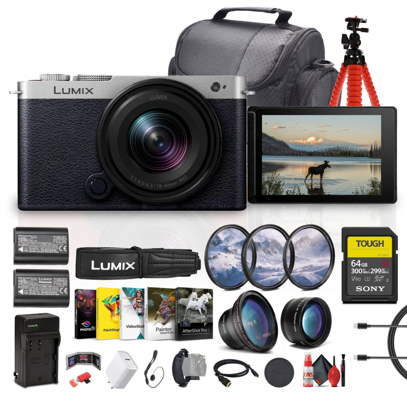 Panasonic Lumix S9 Mirrorless Camera with 18-40mm f/4.5-6.3 Lens (Silver) + More