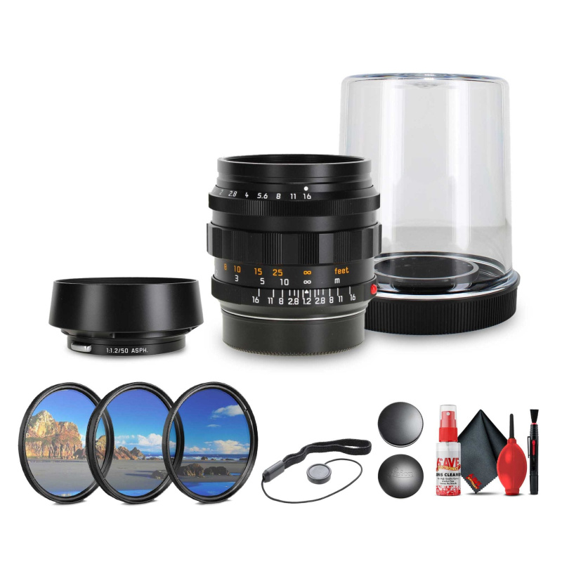 Leica Noctilux-M 50mm f/1.2 ASPH. Lens (Black) + Lens Filter Kit + Cleaning Kit + More