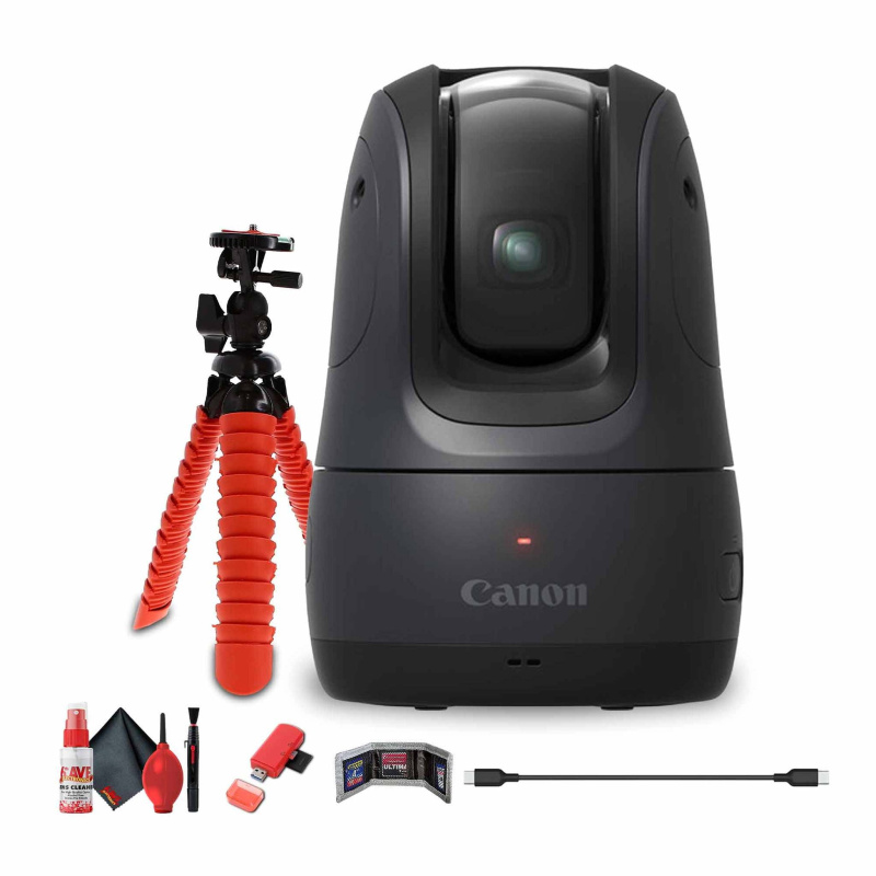 Canon PowerShot PICK PTZ Camera (Black) + 64GB Memory Card + Flexible Tripod - Bundle (International Model)