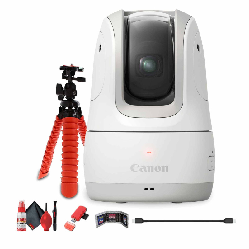 Canon PowerShot PICK PTZ Camera (White) + 64GB Memory Card + Flexible Tripod - Bundle (International Model)