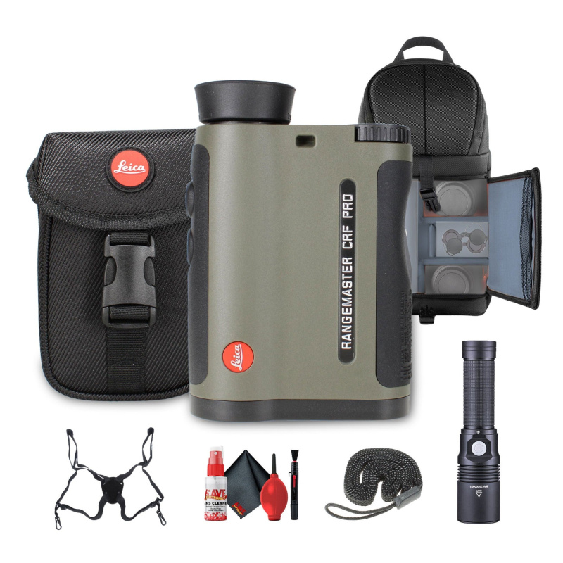 Leica 7x24 Rangemaster CRF PRO Laser Rangefinder + BackPack + Flashlight - Bundle