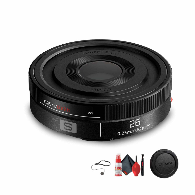Panasonic Lumix S 26mm f/8 Full Frame Lens (L-Mount) + Cleaning Kit + Cap Keeper