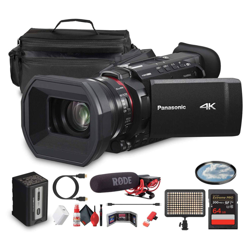 Panasonic HC-X1600 UHD 4K HDMI Lightweight Compact Camcorder with 24x Zoom + Mic - Bundle