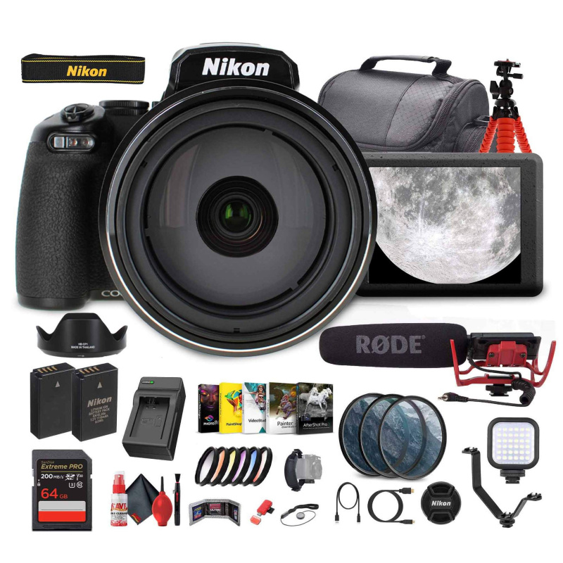 Nikon COOLPIX P1100 125x Super Zoom Compact Digital Camera + Mic + Monitor - Bundle