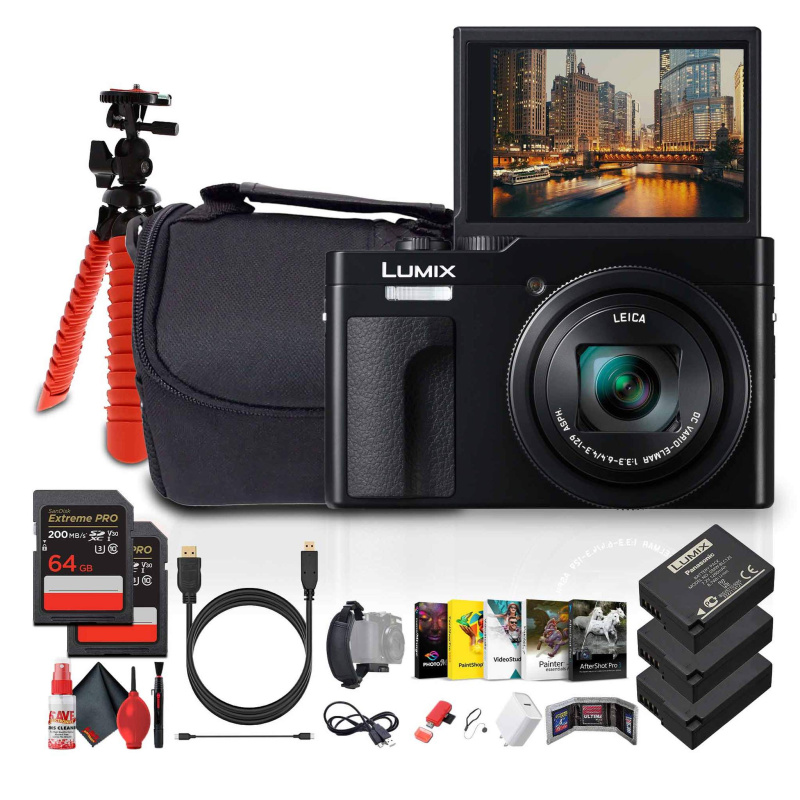Panasonic ZS99 Point and Shoot Compact Travel Digital Camera (Black) - Bundle
