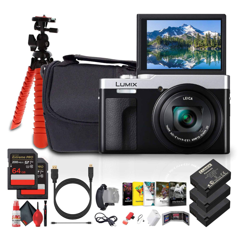 Panasonic ZS99 Point and Shoot Compact Travel Digital Camera (Silver) - Bundle