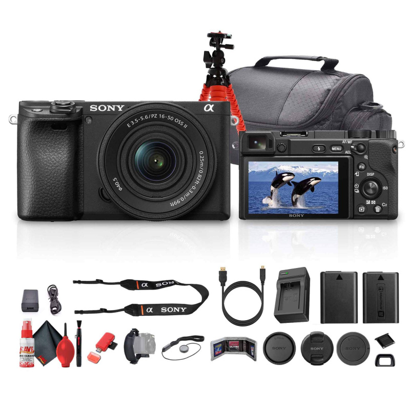 Sony a6400 Mirrorless Camera with 16-50mm f/3.5-5.6 II Lens (Black) - Bundle