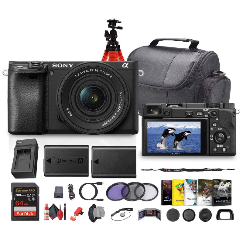 Sony a6400 Mirrorless Camera with 16-50mm f/3.5-5.6 II Lens (Black) - Bundle