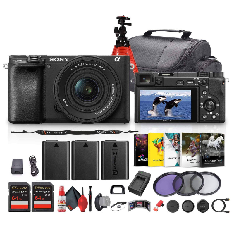 Sony a6400 Mirrorless Camera with 16-50mm f/3.5-5.6 II Lens (Black) - Bundle
