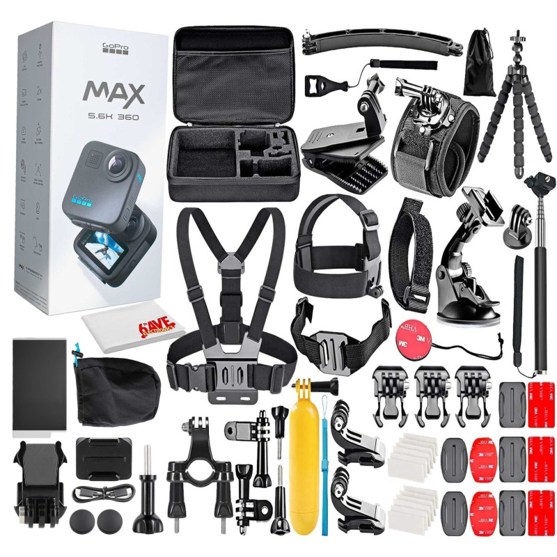 GoPro MAX 360 (2025) Waterproof Action Camera With 50 Piece Accessory Kit