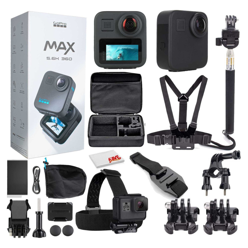 GoPro MAX 360 (2025) Waterproof Action Camera With Mega Accessory Kit - Get Rolling Bundle