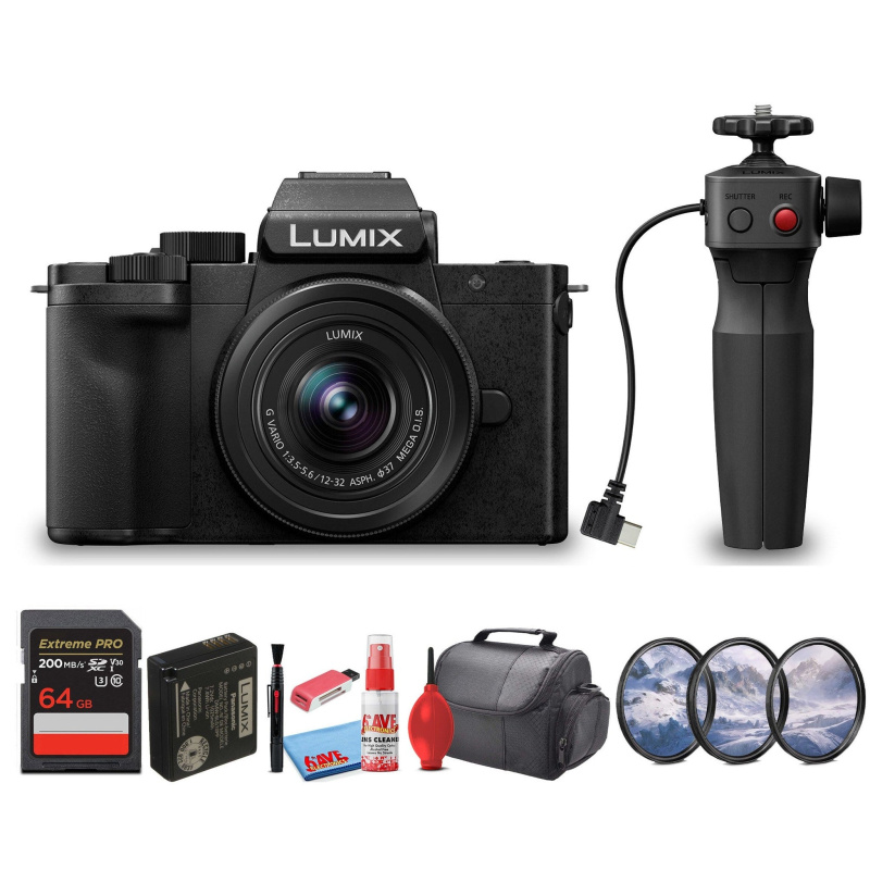 Panasonic Lumix G100D Mirrorless Camera | 12-32mm Lens with Tripod Grip Bundle