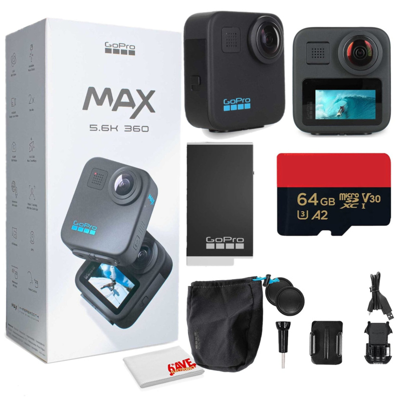GoPro MAX 360 (2025) Waterproof Action Camera - With Cleaning Set + 64GB Memory Card and More