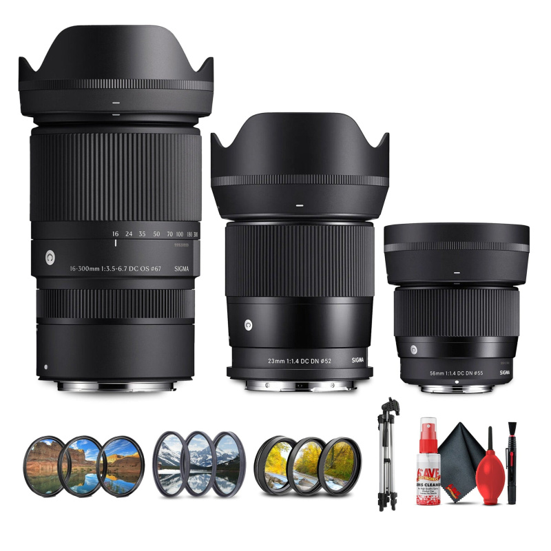 Sigma 16-300 and 23 1.4 and 56 1.4 Canon RF Mount Triple Lens Bundle (International Model)