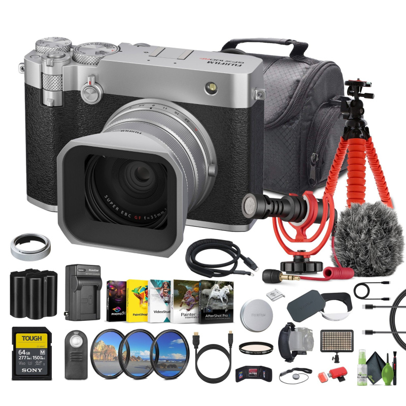 FUJIFILM GFX100RF 102MP Mirrorless Digital Camera Bundle + Accessories (Silver)