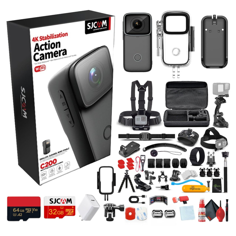 SJCAM C200 4K Mini Action Camera Accessory Bundle