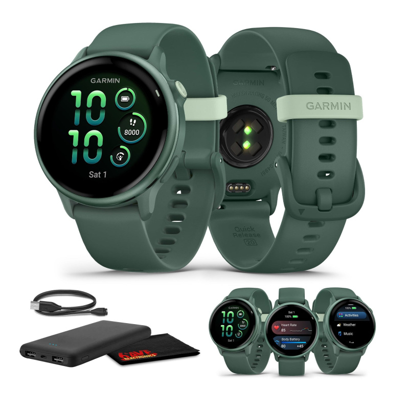 Garmin Vivoactive 6 Fitness GPS Smartwatch Metallic Jasper Green with Green Band