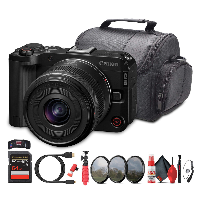 Canon EOS R50 V + 14–30mm Lens Kit | 4K60p Vlogging Camera, Power Zoom Lens - Bundle (International Model)