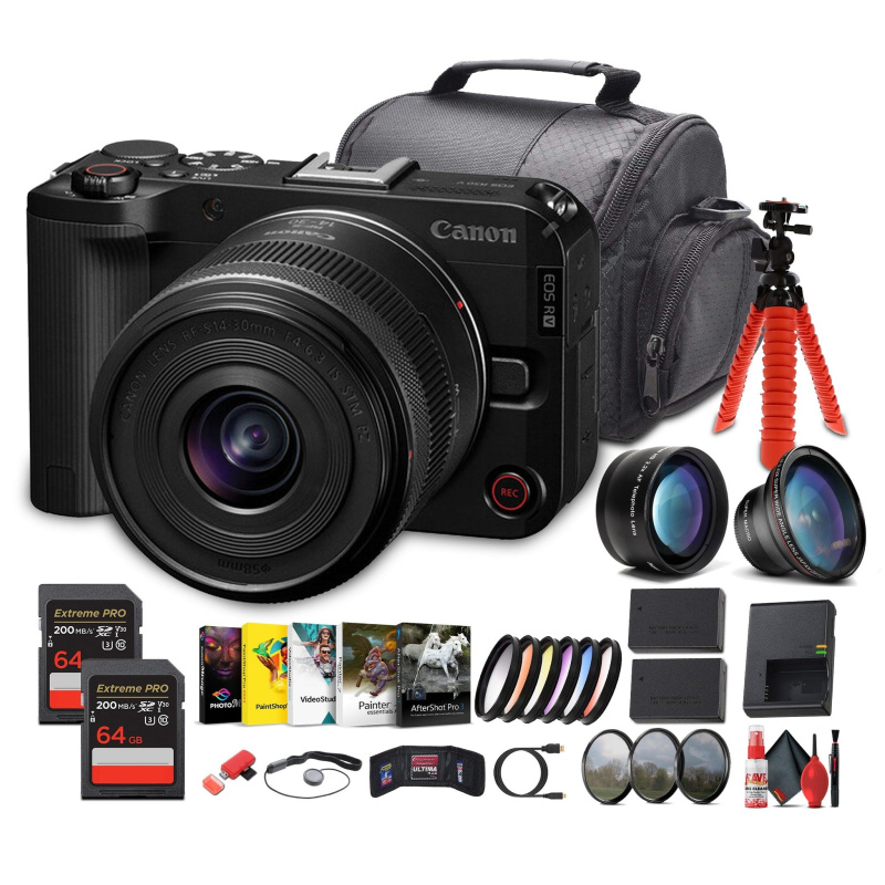 Canon EOS R50 V + 14–30mm Lens Kit | 4K60p Vlogging Camera, Power Zoom Lens - Bundle (International Model)