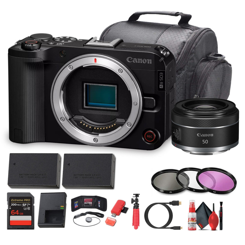 Canon EOS R50 V Mirrorless Camera | 24.2MP, 4K60p, Flip Screen, Dual Pixel AF - Bundle (International Model)