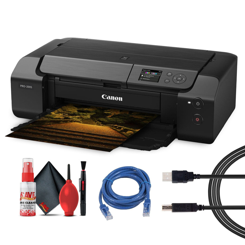 Canon PIXMA PRO-200S Wireless Printer | 13-Inch Photo, 8-Color Dye Ink, Compact - Bundle (International Model)
