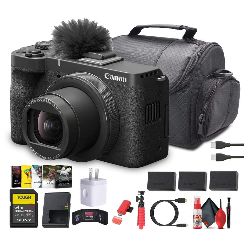 Canon PowerShot V1 4K Camera | 1-Inch Sensor, Flip Screen, Face Tracking - Bundle (International Model)