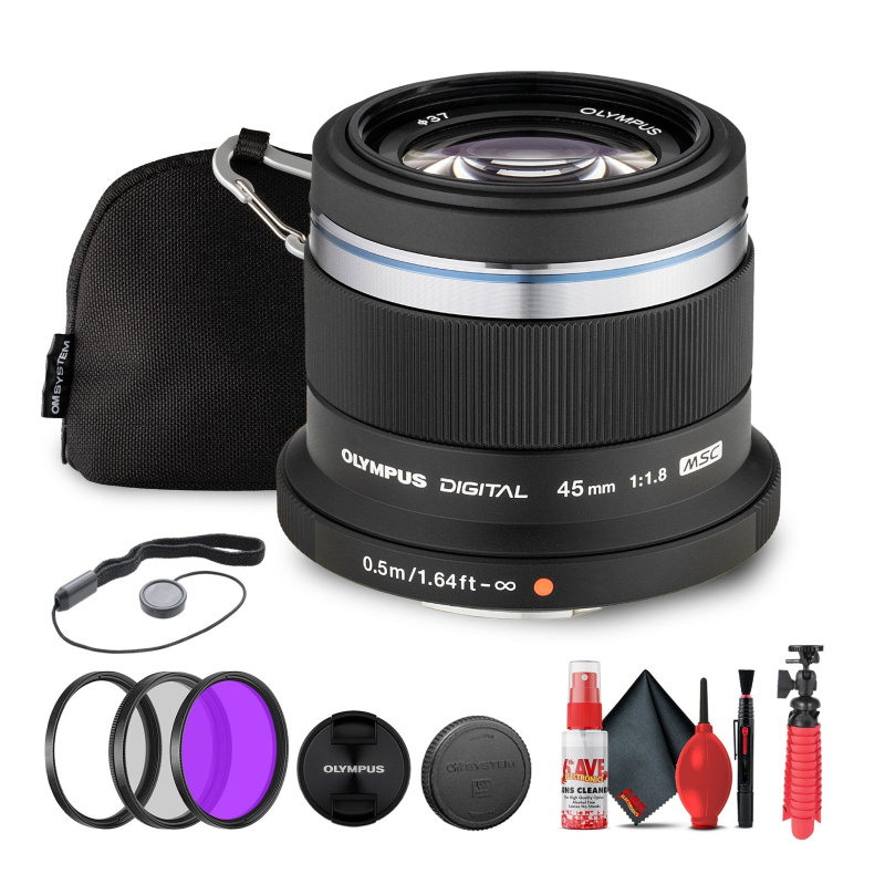 Olympus M.Zuiko Digital 45mm f/1.8 Lens (Black) Bundle