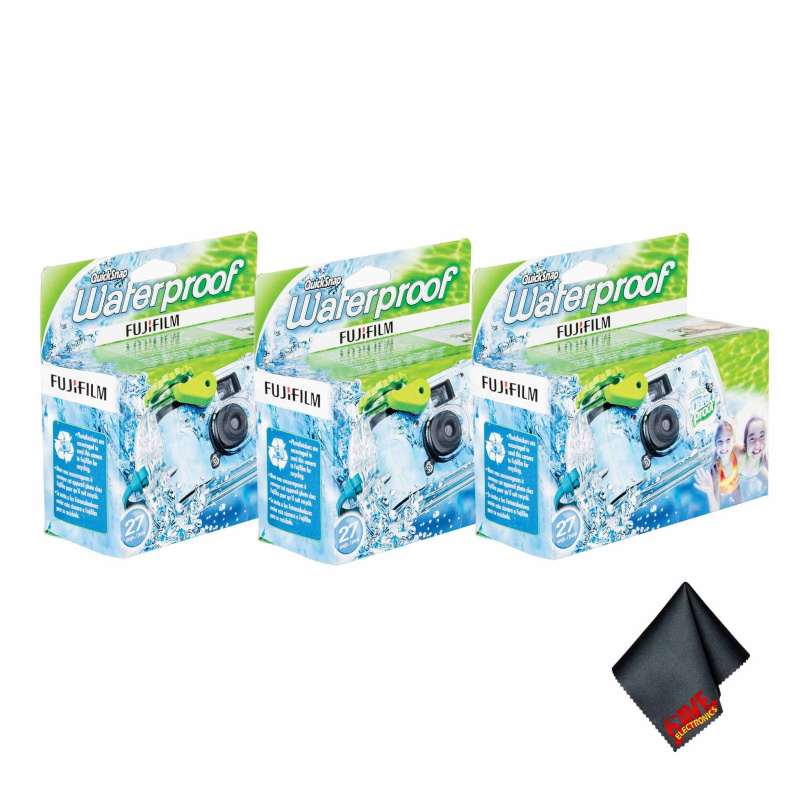 3xFUJIFILM QuickSnap 800 Waterproof 35mm Disposable Camera (27 Exposures),Bundle