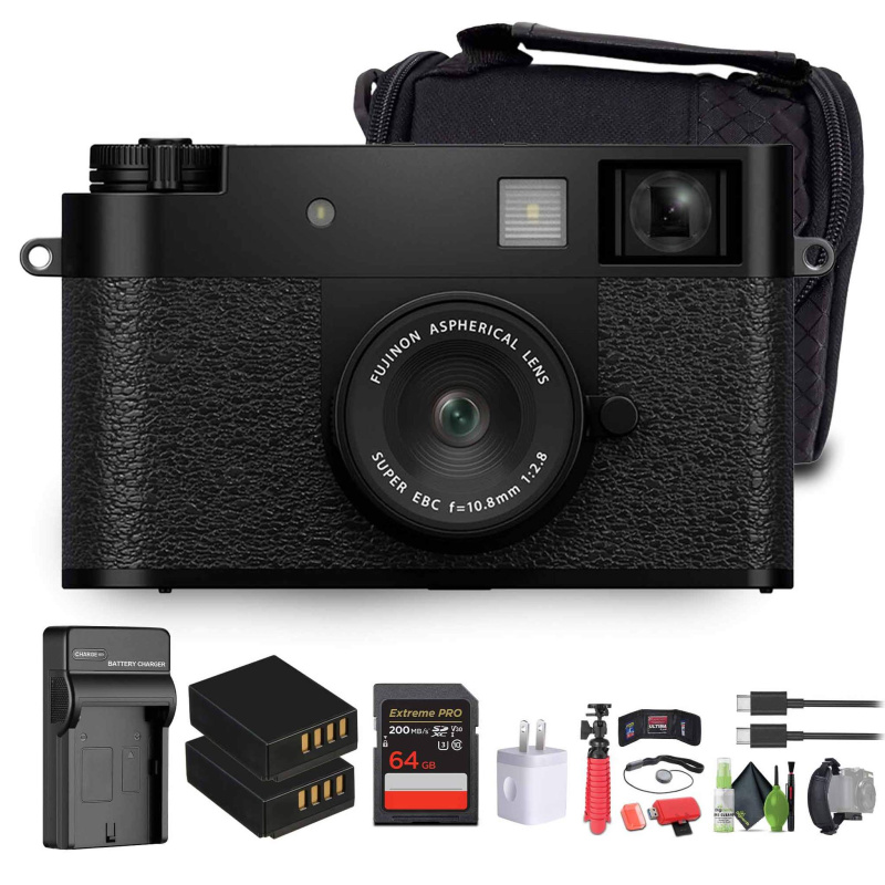 FUJIFILM X half Digital Camera (Black), SOFT CASE-SMALL, USB Card Reader,Bundle