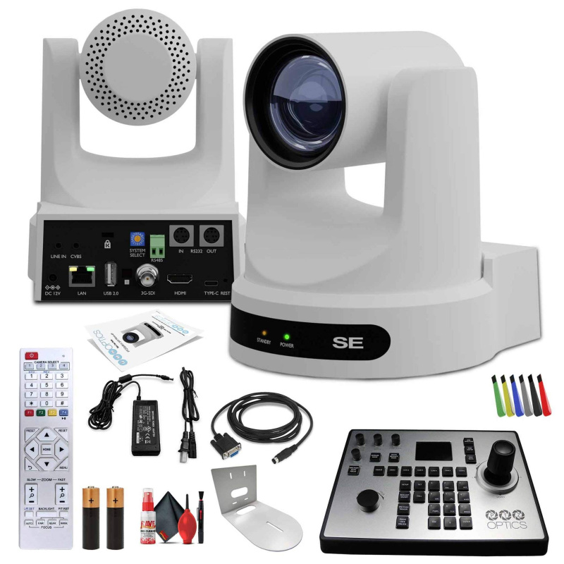 PTZOptics Move SE PTZ Camera with 20x Optical Zoom (PT20X-SE-WH-G3) + PT-JOY-G4 Controller + Wall Mount