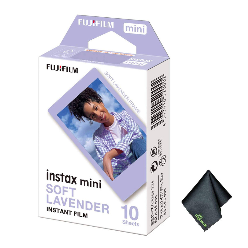 FUJIFILM INSTAX MINI Soft Lavender Instant Film (10 Exposures), Microfiber Cleaning Cloth, Bundle