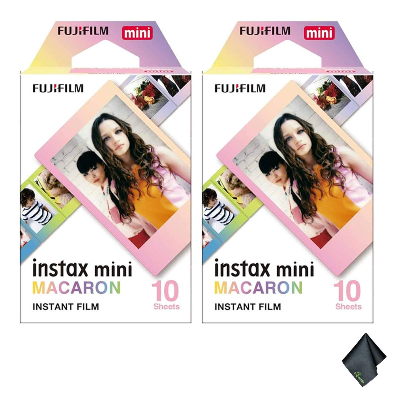 2xFUJIFILM INSTAX MINI Macaron Instant Film (10 Exposures), Microfiber Cleaning Cloth, Bundle
