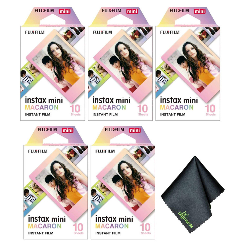 5xFUJIFILM INSTAX MINI Macaron Instant Film (10 Exposures), Microfiber Cleaning Cloth, Bundle