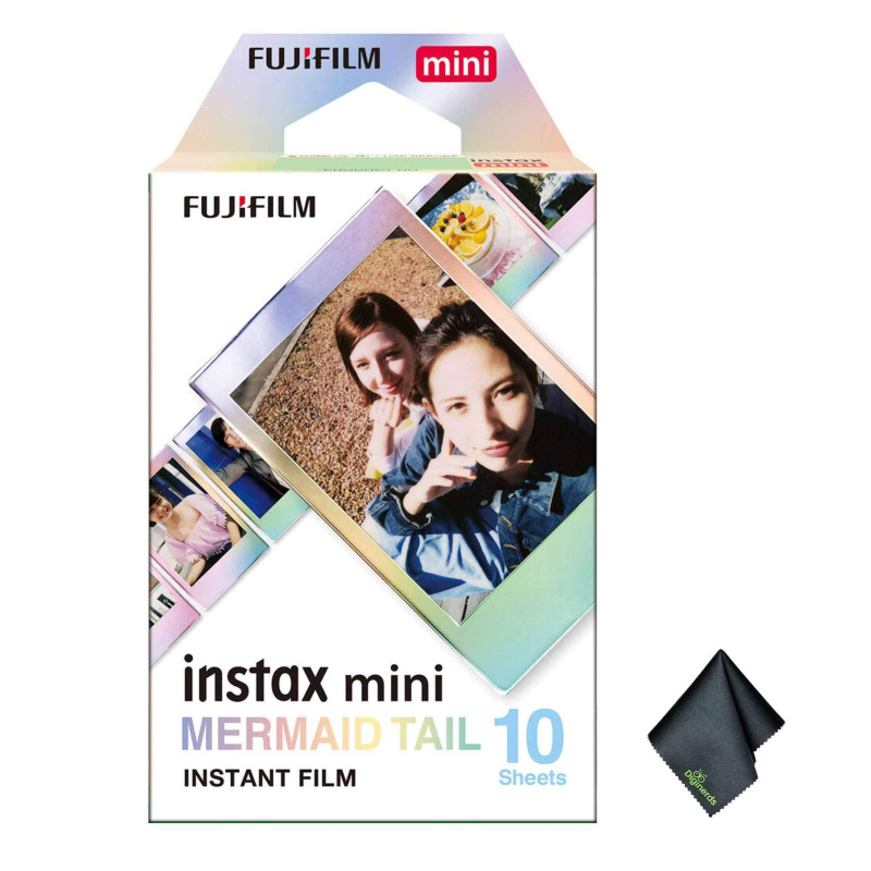 FUJIFILM INSTAX MINI Mermaid Tail Instant Film (10 Exposures), Microfiber Cleaning Cloth, Bundle