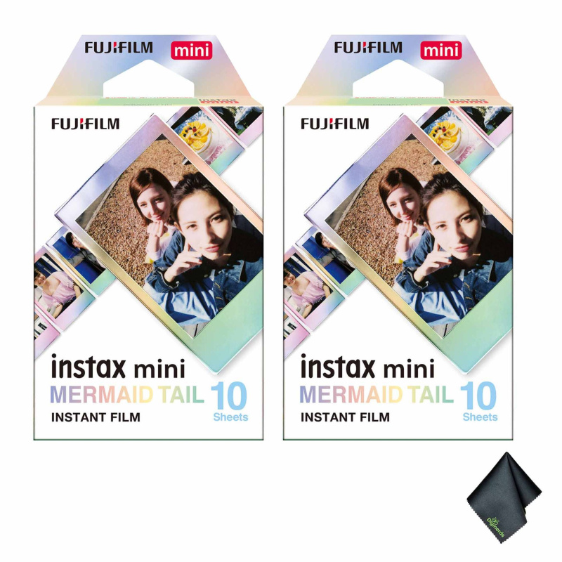 2xFUJIFILM INSTAX MINI Mermaid Tail Instant Film (10 Exposures), Microfiber Cleaning Cloth, Bundle