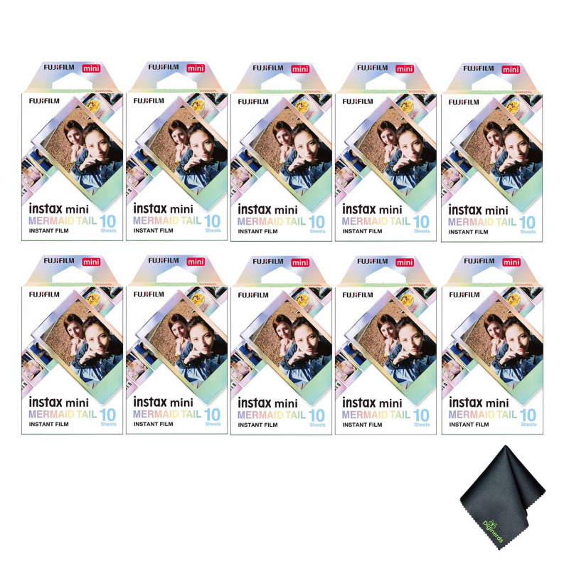 10xFUJIFILM INSTAX MINI Mermaid Tail Instant Film (10 Exposures), Microfiber Cleaning Cloth, Bundle